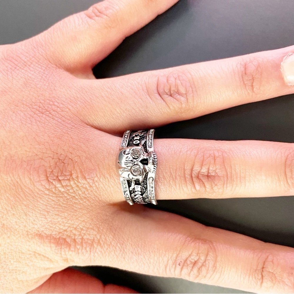 925 Sterling Silver Men's Skull Ring | Grunge Liberation Ring Size 11, 12, 13 - Picture 5 of 13